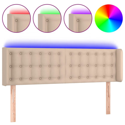 Testiera Cappuccino a LED 147x16x78/88 cm in Similpelle