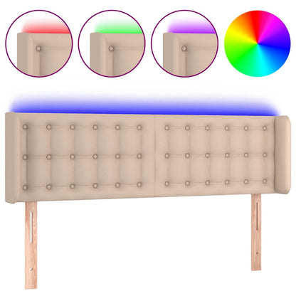 Testiera Cappuccino a LED 147x16x78/88 cm in Similpelle