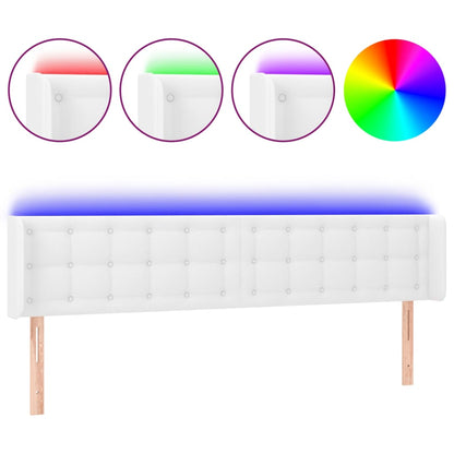 Testiera a LED Bianca 163x16x78/88 cm in Similpelle | homemem39