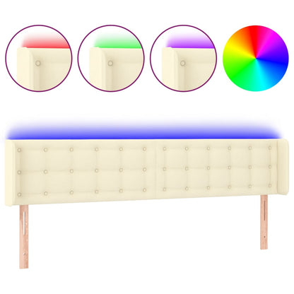 Testiera a LED Crema 183x16x78/88 cm in Similpelle