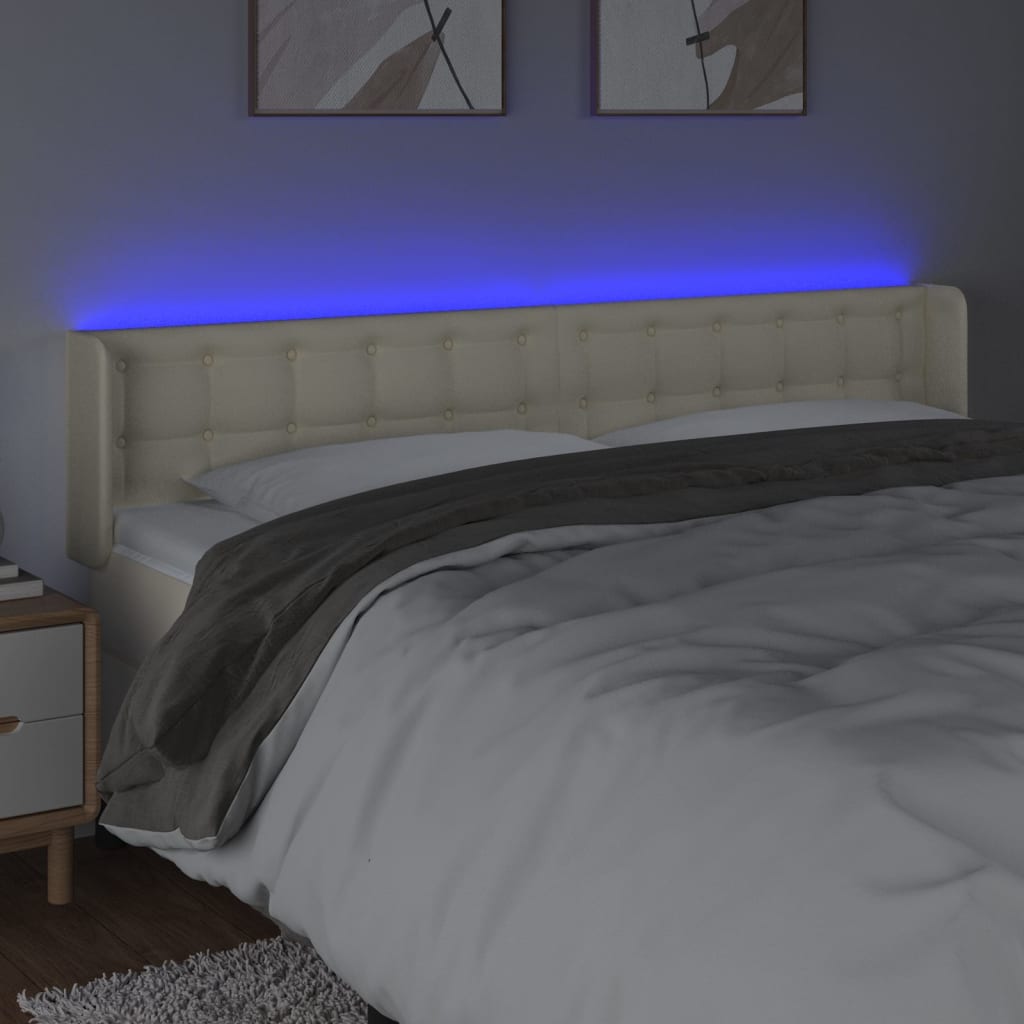 Testiera a LED Crema 183x16x78/88 cm in Similpelle