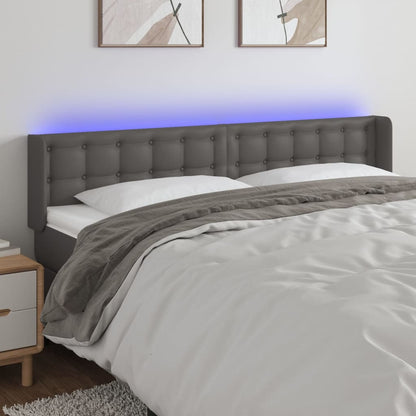 Testiera a LED Grigia 183x16x78/88 cm in Similpelle | homemem39