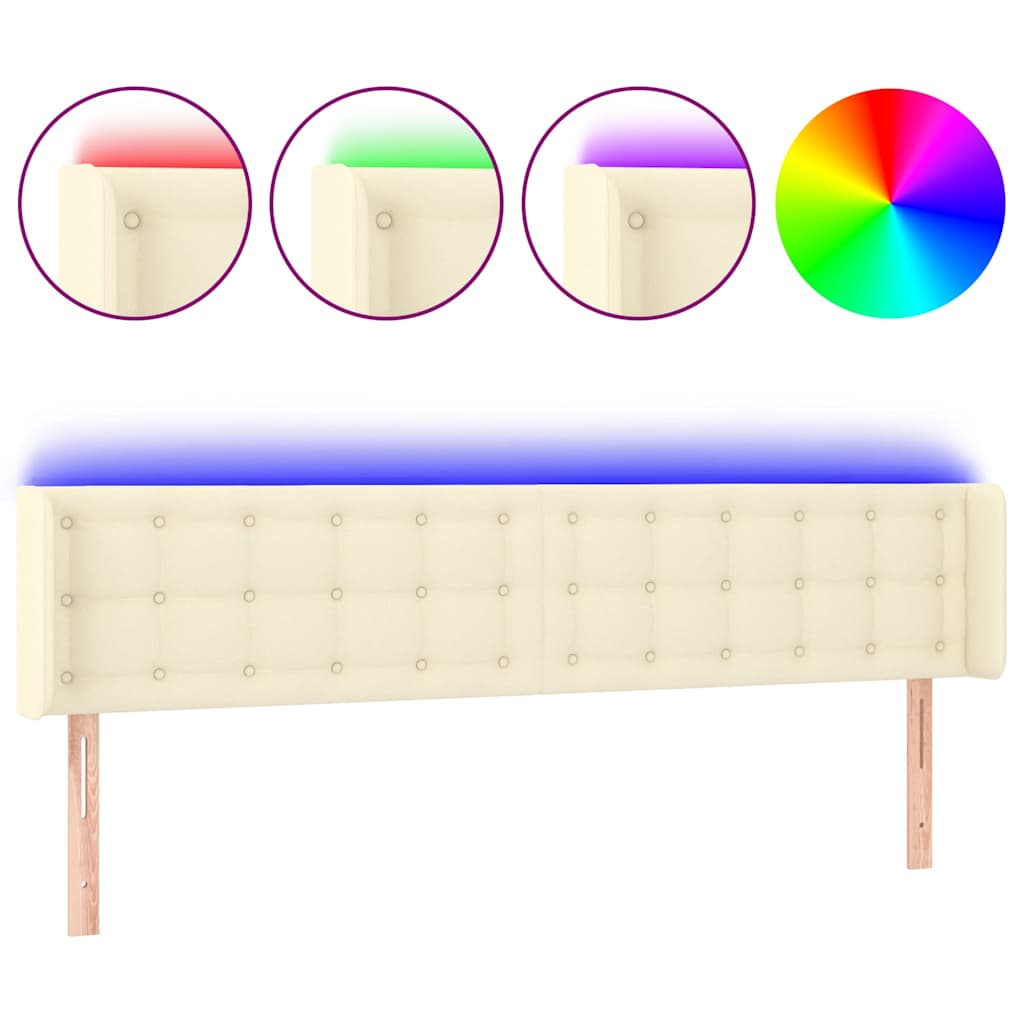 Testiera a LED Crema 203x16x78/88 cm in Similpelle