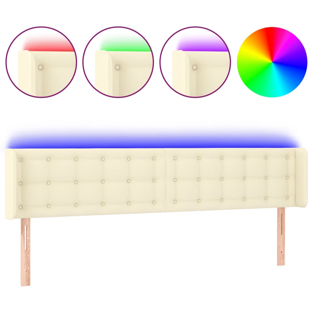Testiera a LED Crema 203x16x78/88 cm in Similpelle