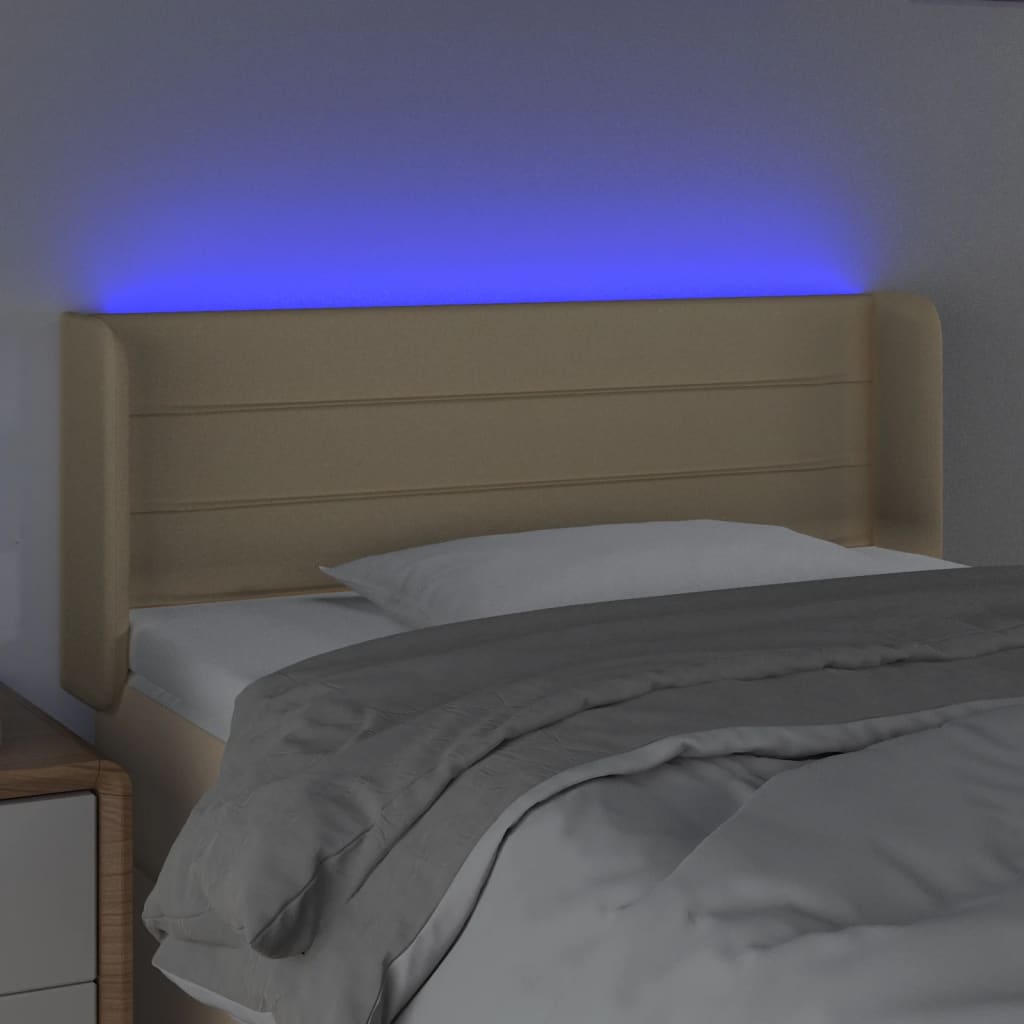 Testiera a LED Crema 83x16x78/88 cm in Tessuto