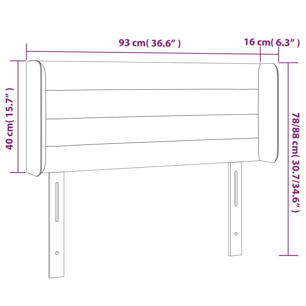 Testiera a LED Nera 93x16x78/88 cm in Tessuto | homemem39