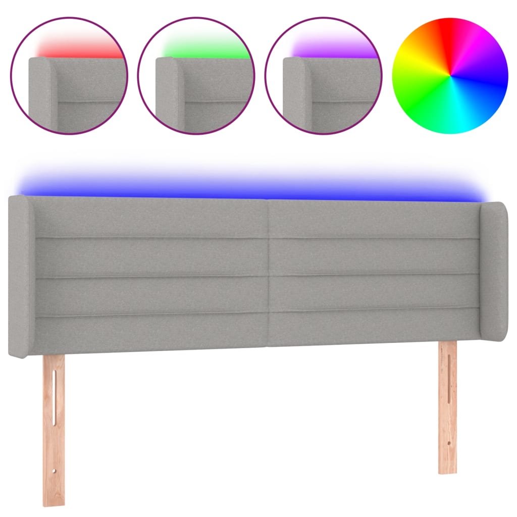 Testiera Grigio Chiaro a LED 147x16x78/88 cm in Tessuto - homemem39