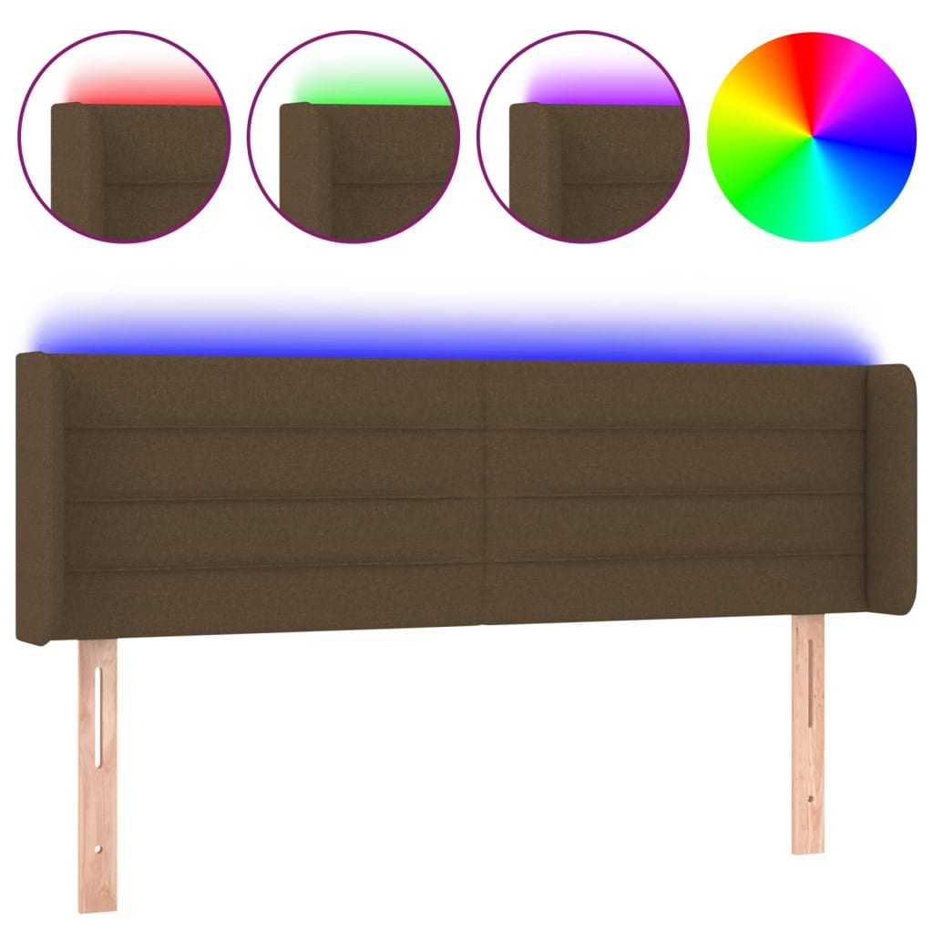 Testiera a LED Marrone Scuro 147x16x78/88 cm in Tessuto | homemem39