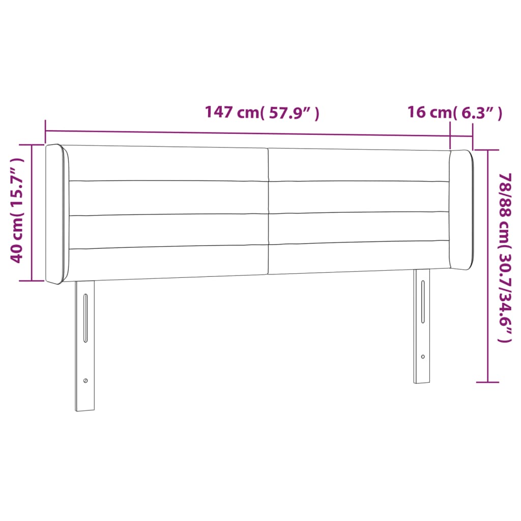 Testiera a LED Marrone Scuro 147x16x78/88 cm in Tessuto | homemem39