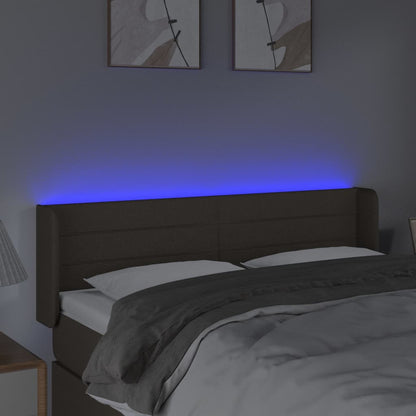 Testiera a LED Tortora 147x16x78/88 cm in Tessuto