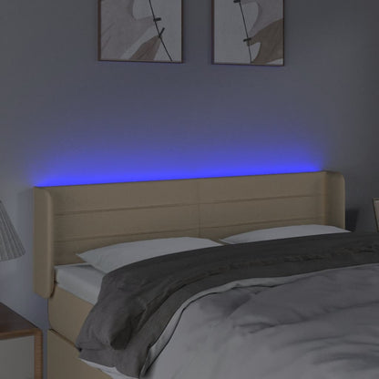 Testiera a LED Crema 147x16x78/88 cm in Tessuto