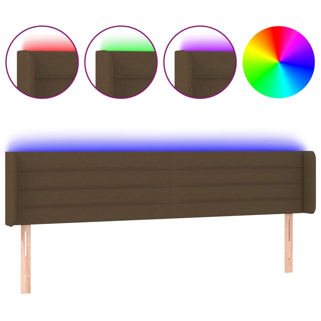 Testiera a LED Marrone Scuro 163x16x78/88 cm in Tessuto | homemem39