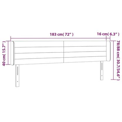Testiera a LED Nera 183x16x78/88 cm in Tessuto | homemem39