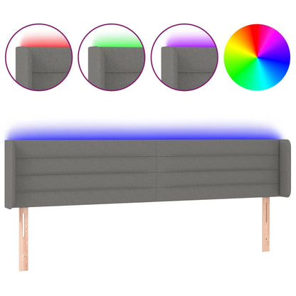 Testiera a LED Grigio Scuro 203x16x78/88 cm in Tessuto