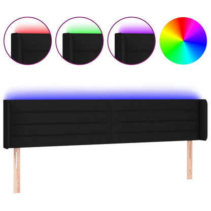 Testiera a LED Nera 203x16x78/88 cm in Tessuto | homemem39