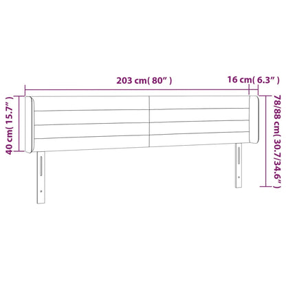 Testiera a LED Nera 203x16x78/88 cm in Tessuto | homemem39