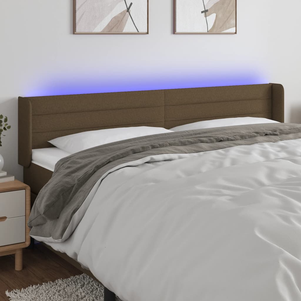 Testiera a LED Marrone Scuro 203x16x78/88 cm in Tessuto | homemem39