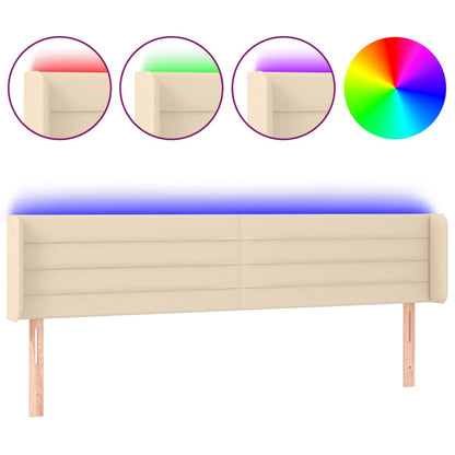 Testiera a LED Crema 203x16x78/88 cm in Tessuto
