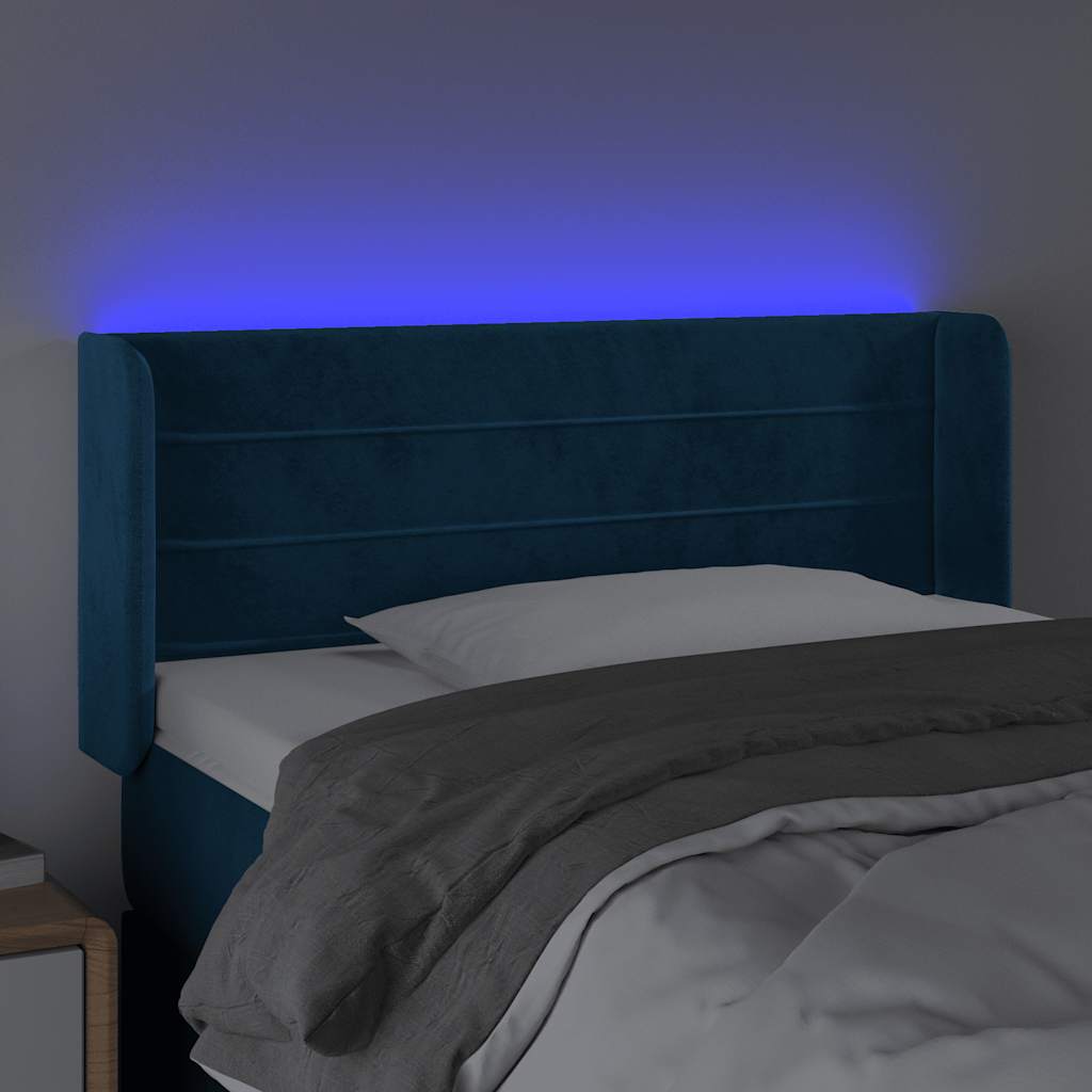 Testiera a LED Blu scuro 93x16x78/88 cm in Velluto