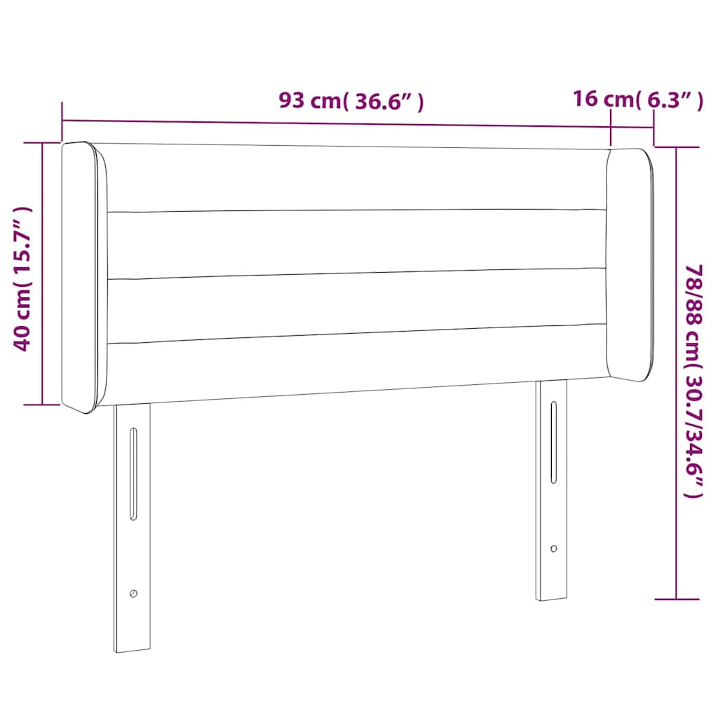 Testiera a LED Blu scuro 93x16x78/88 cm in Velluto | homemem39