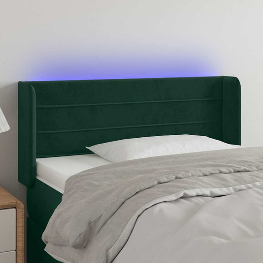 Testiera a LED Verde Scuro 103x16x78/88 cm in Velluto