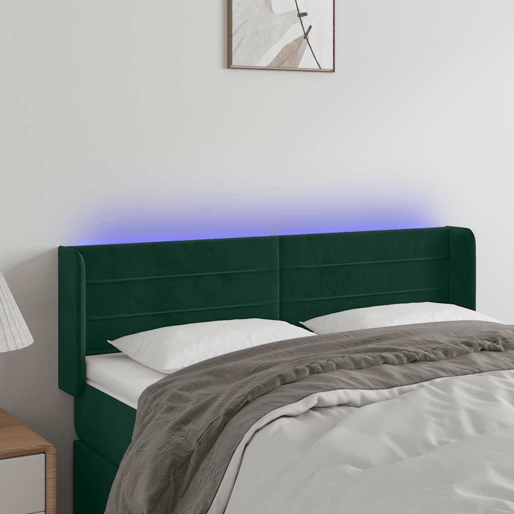 Testiera a LED Verde Scuro 147x16x78/88 cm in Velluto