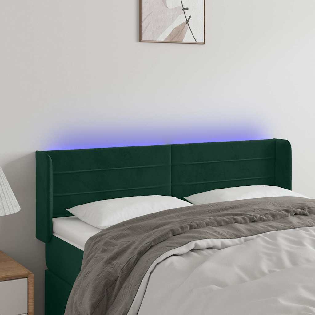 Testiera a LED Verde Scuro 147x16x78/88 cm in Velluto