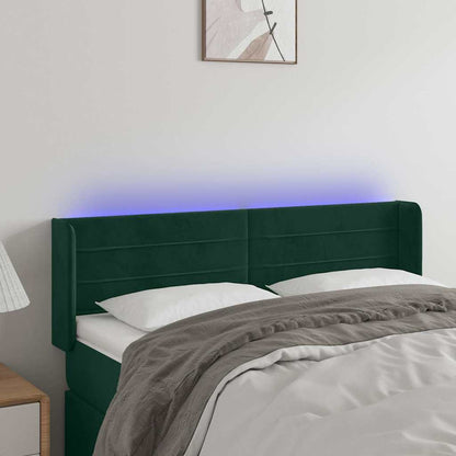 Testiera a LED Verde Scuro 147x16x78/88 cm in Velluto