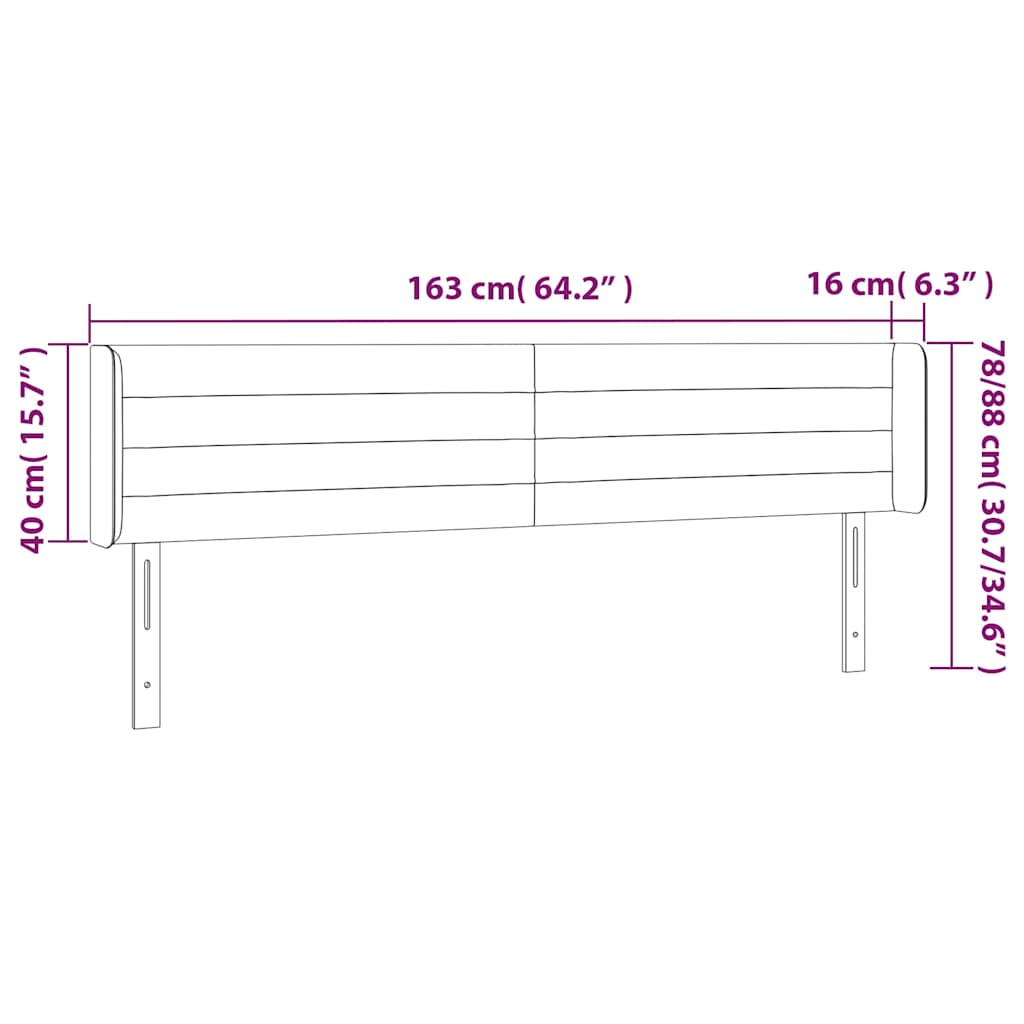 Testiera a LED Blu Scuro 163x16x78/88 cm in Velluto | homemem39