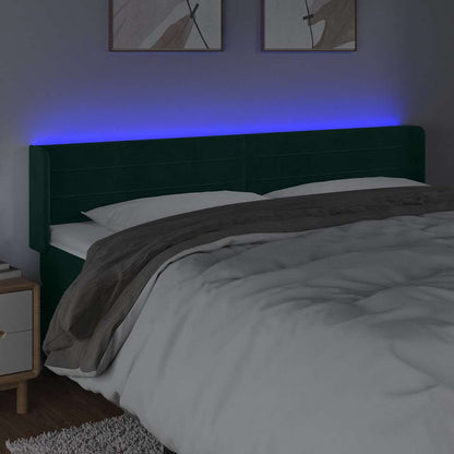 Testiera a LED Verde Scuro 203x16x78/88 cm in Velluto