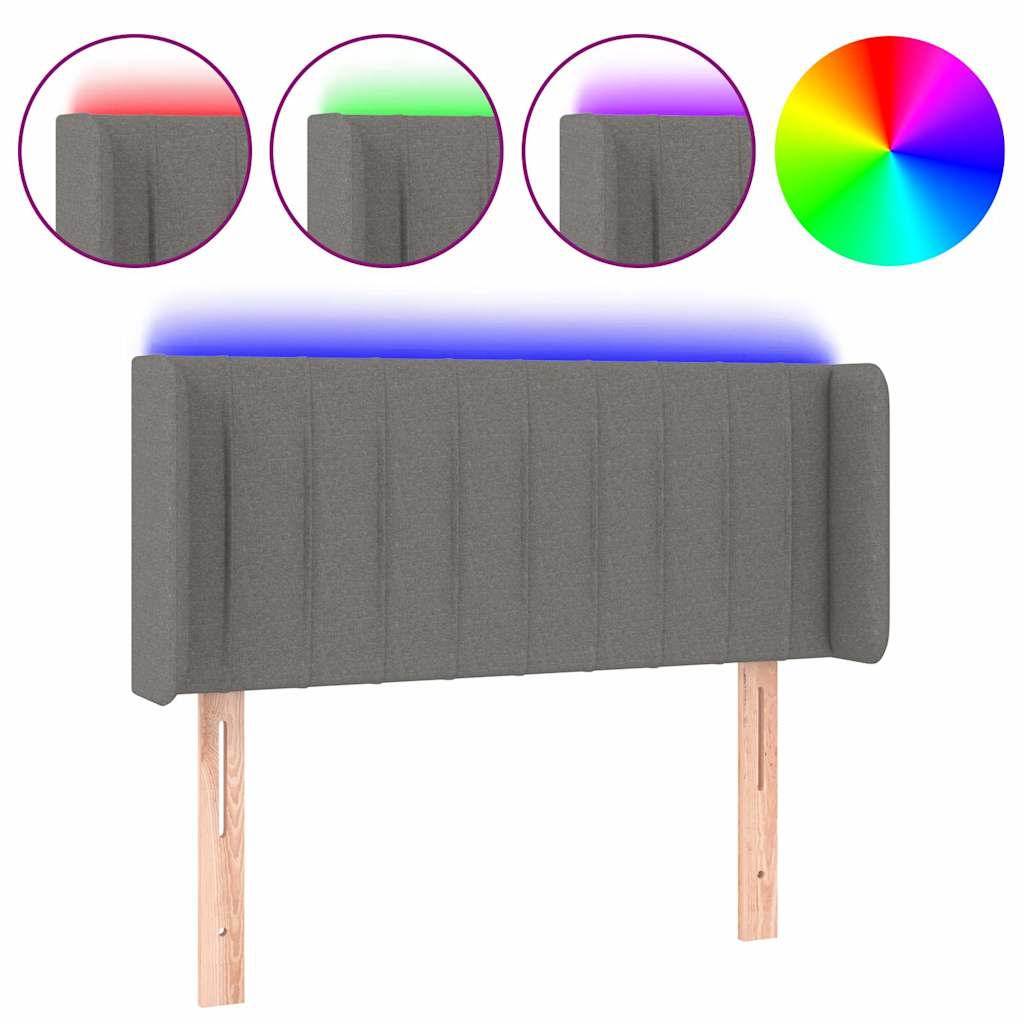 Testiera a LED Grigio Scuro 83x16x78/88 cm in Tessuto