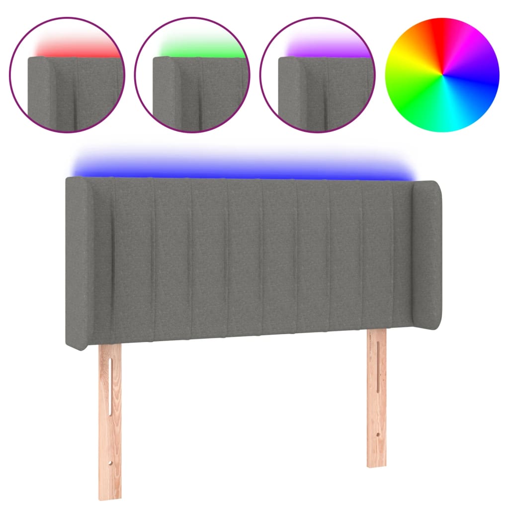 Testiera a LED Grigio Scuro 83x16x78/88 cm in Tessuto