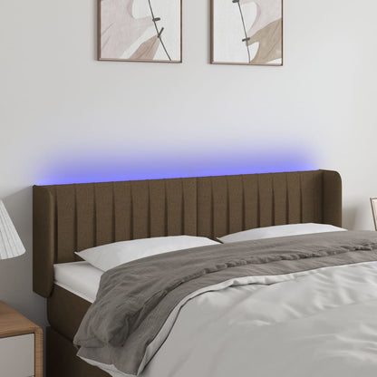 Testiera a LED Marrone Scuro 147x16x78/88 cm in Tessuto | homemem39