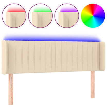 Testiera a LED Crema 147x16x78/88 cm in Tessuto