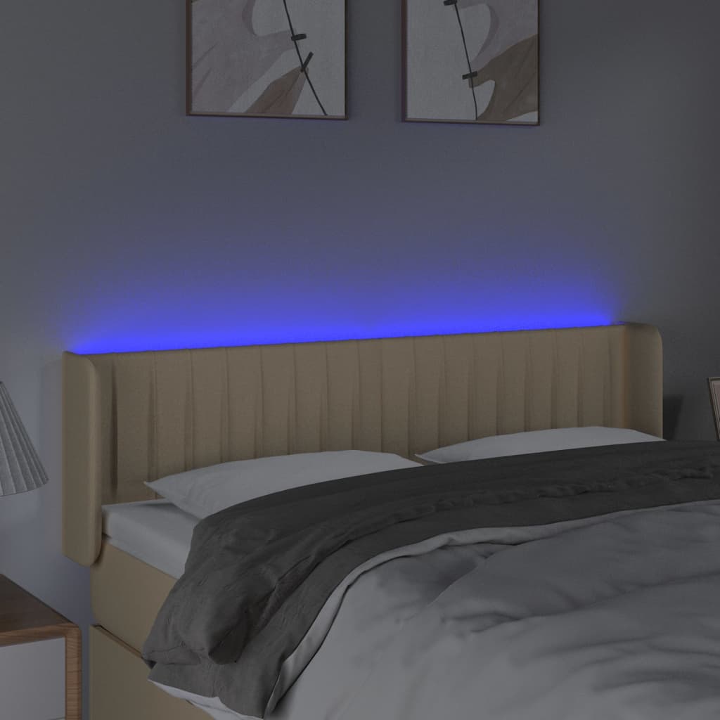 Testiera a LED Crema 147x16x78/88 cm in Tessuto