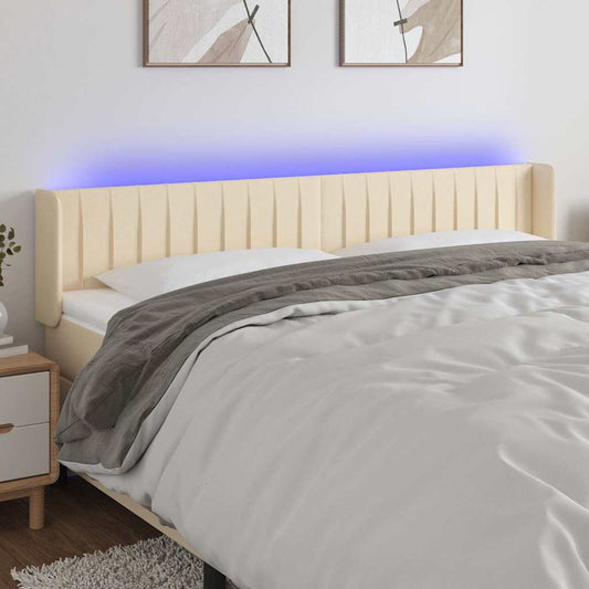 Testiera a LED Crema 163x16x78/88 cm in Tessuto