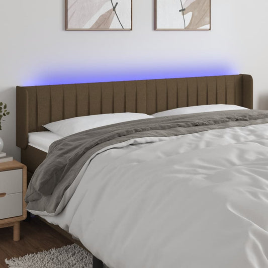 Testiera a LED Marrone Scuro 203x16x78/88 cm in Tessuto | homemem39