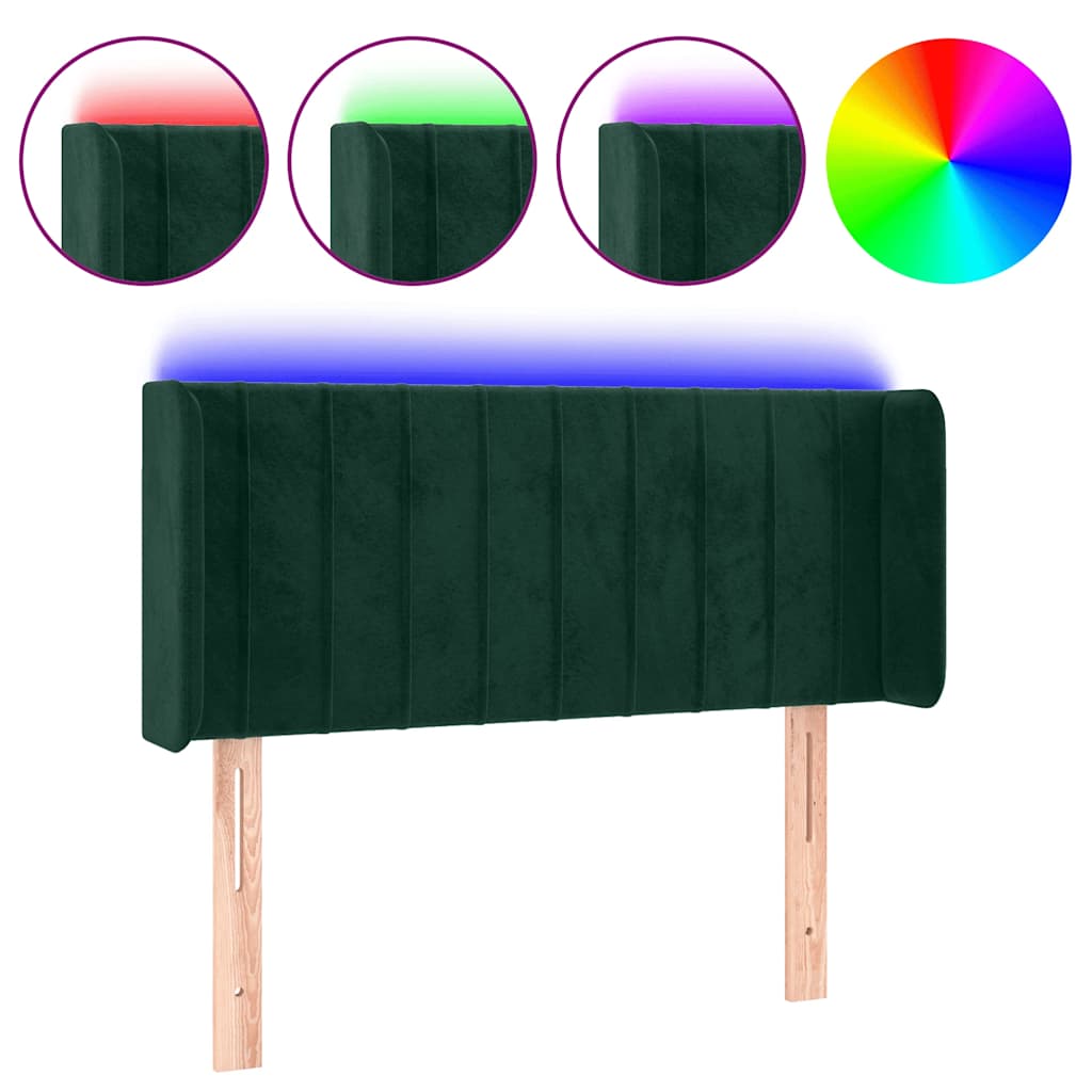 Testiera a LED Verde scuro 93x16x78/88 cm in Velluto