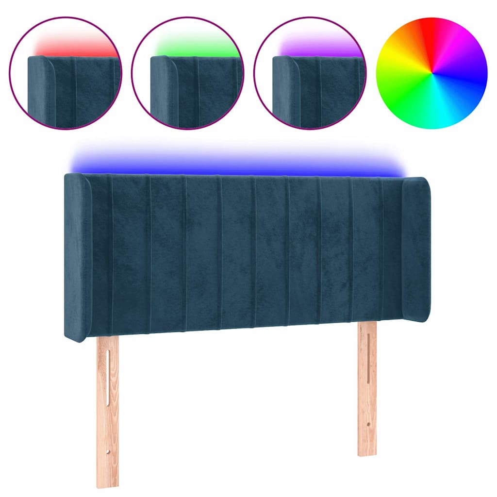 Testiera a LED Blu scuro 93x16x78/88 cm in Velluto