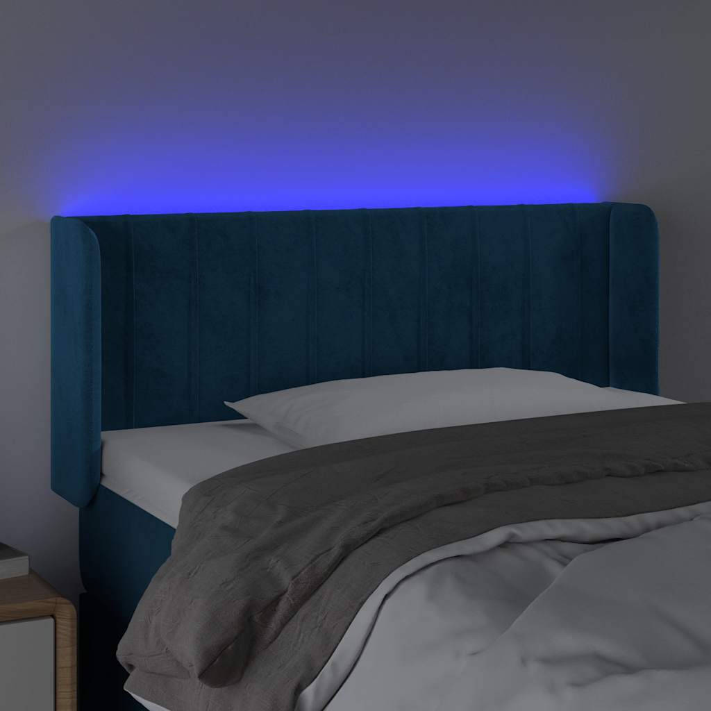 Testiera a LED Blu scuro 93x16x78/88 cm in Velluto