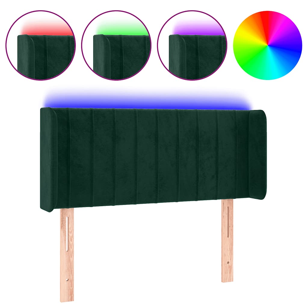 Testiera a LED Verde Scuro 103x16x78/88 cm in Velluto