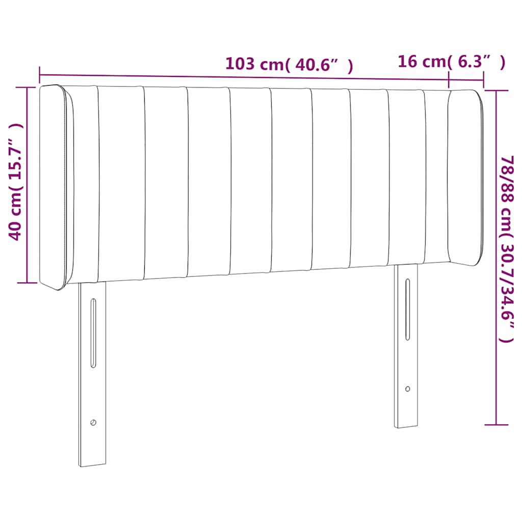 Testiera a LED Blu Scuro 103x16x78/88 cm in Velluto | homemem39
