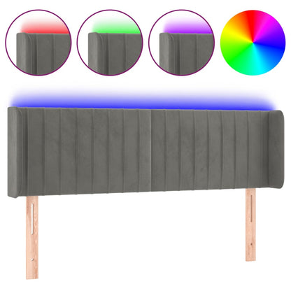 Testiera Grigio Chiaro a LED 147x16x78/88 cm in Velluto