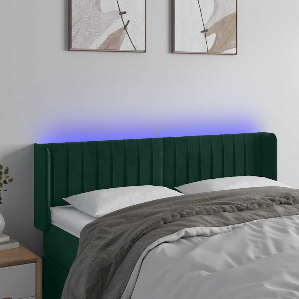 Testiera a LED Verde Scuro 147x16x78/88 cm in Velluto