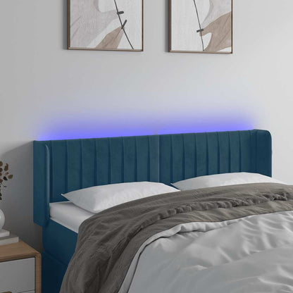 Testiera a LED Blu Scuro 147x16x78/88 cm in Velluto