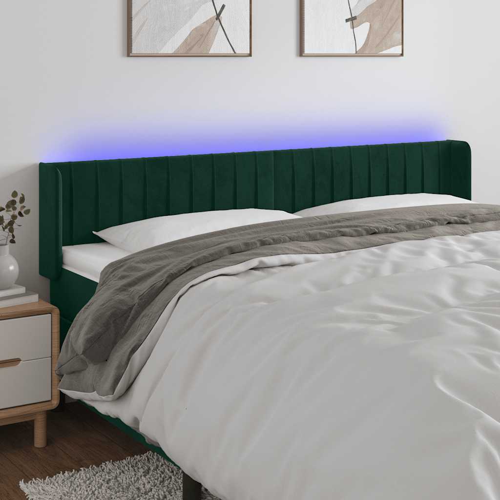 Testiera a LED Verde Scuro 163x16x78/88 cm in Velluto