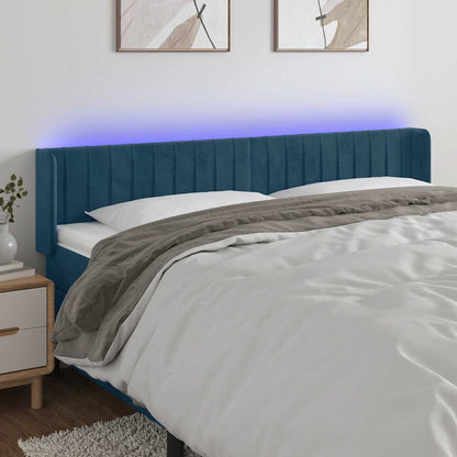 Testiera a LED Blu Scuro 183x16x78/88 cm in Velluto