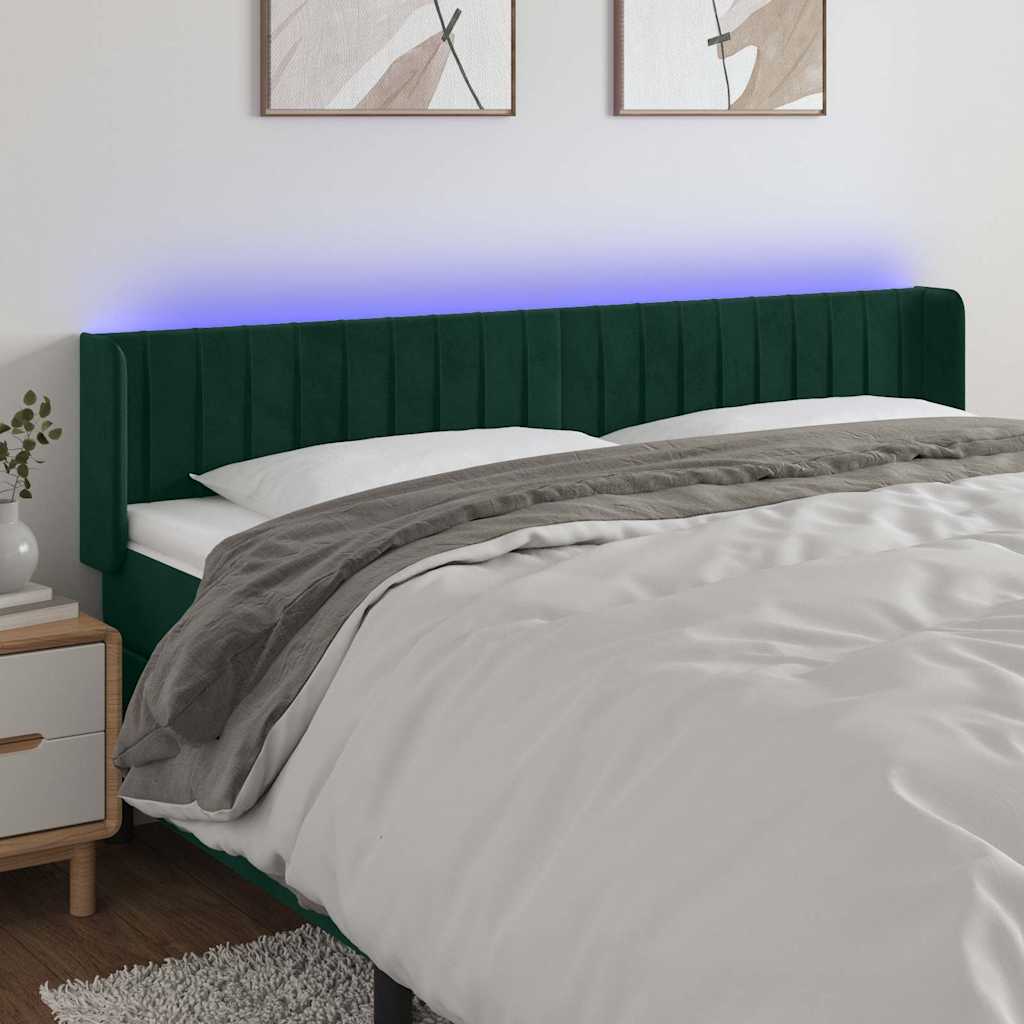 Testiera a LED Verde Scuro 203x16x78/88 cm in Velluto | homemem39