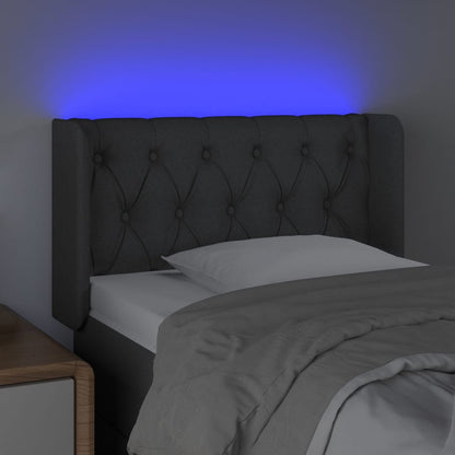 Testiera a LED Grigio Scuro 83x16x78/88 cm in Tessuto