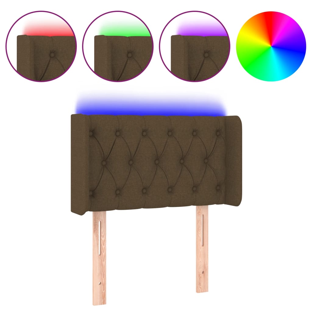 Testiera a LED Marrone Scuro 83x16x78/88 cm in Tessuto | homemem39